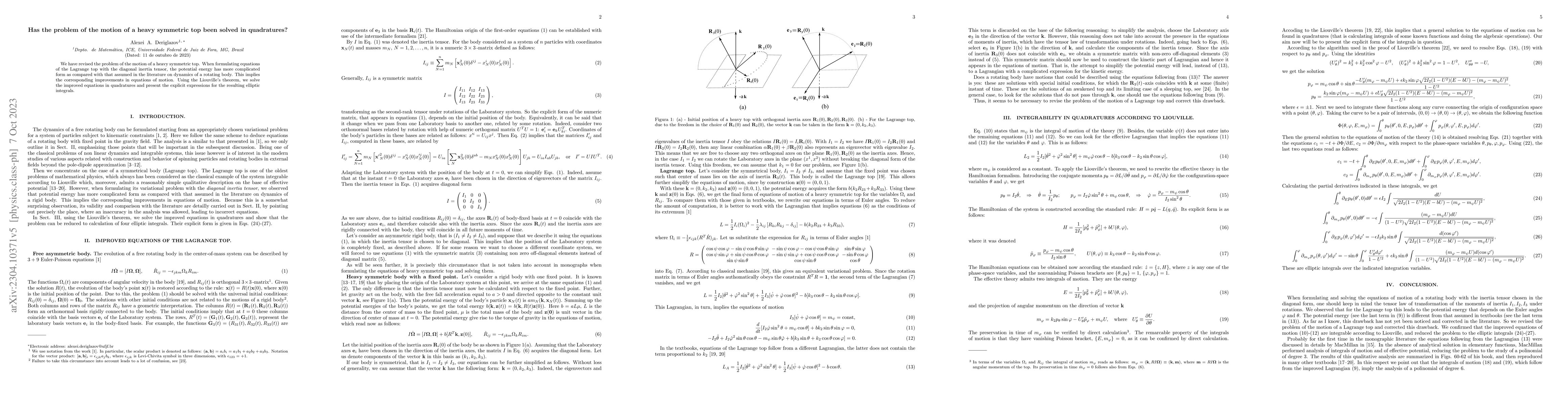 Thumbnail for Has the problem of the motion of a heavy symmetric top been solved in
  quadratures?