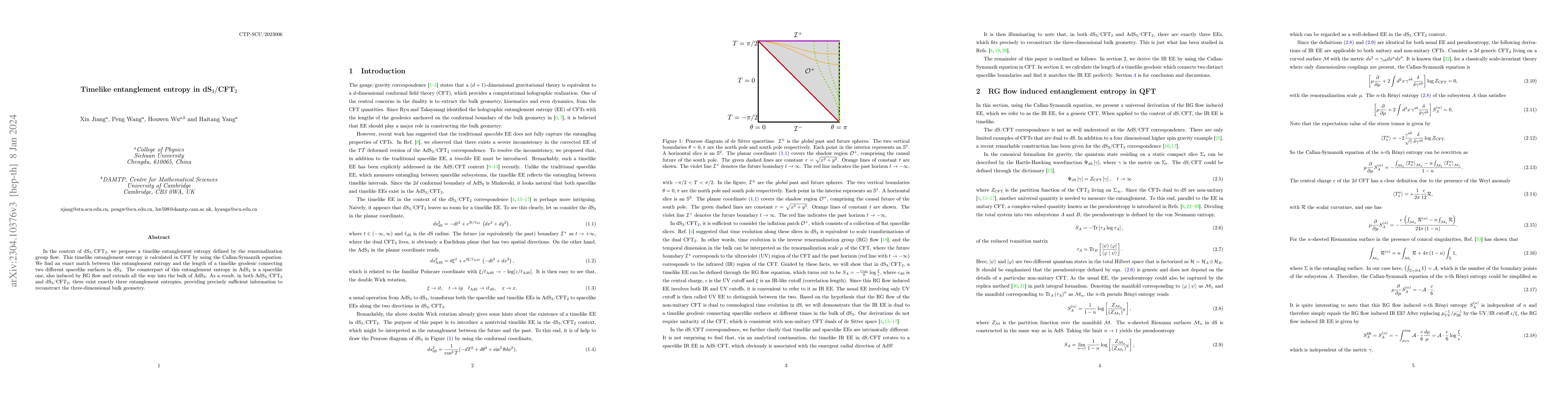 Thumbnail for Timelike entanglement entropy in dS$_3$/CFT$_2$