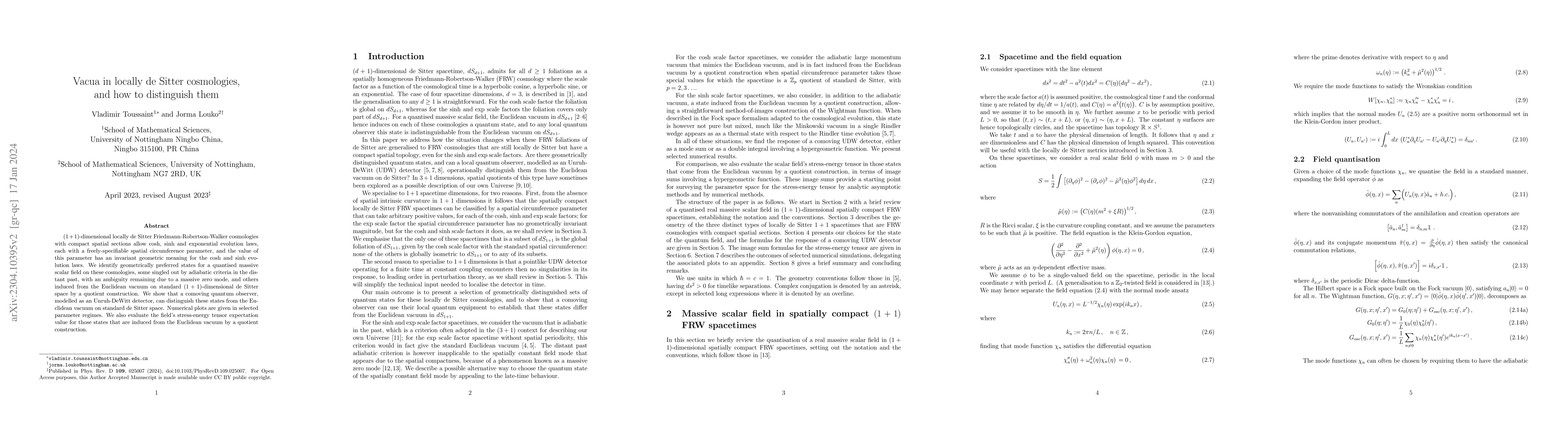 Thumbnail for Vacua in locally de Sitter cosmologies, and how to distinguish them