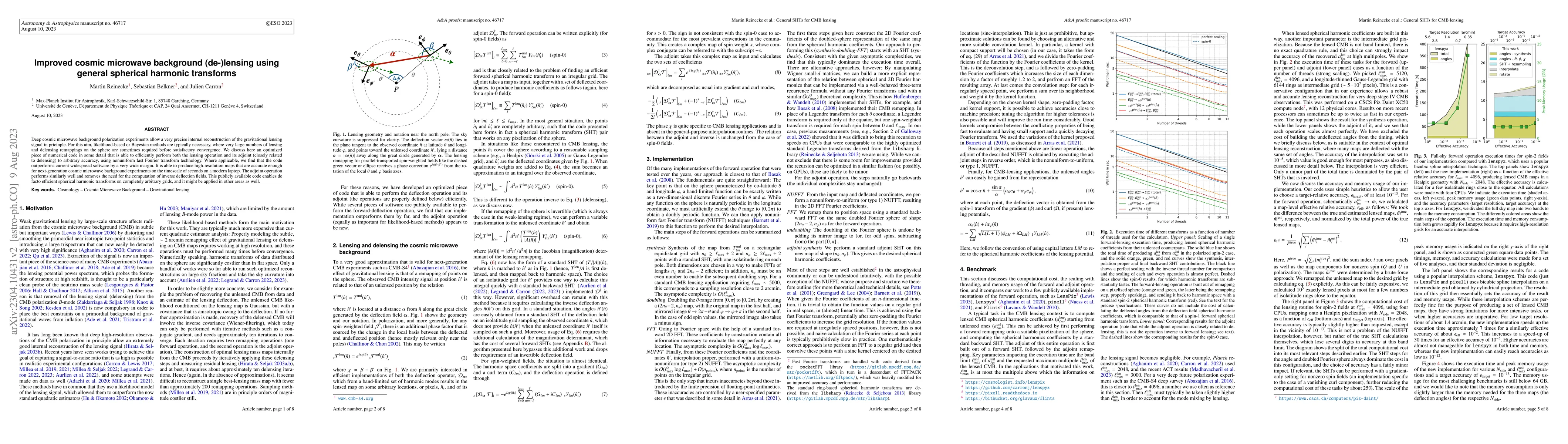 Thumbnail for Improved cosmic microwave background (de-)lensing using general
  spherical harmonic transforms