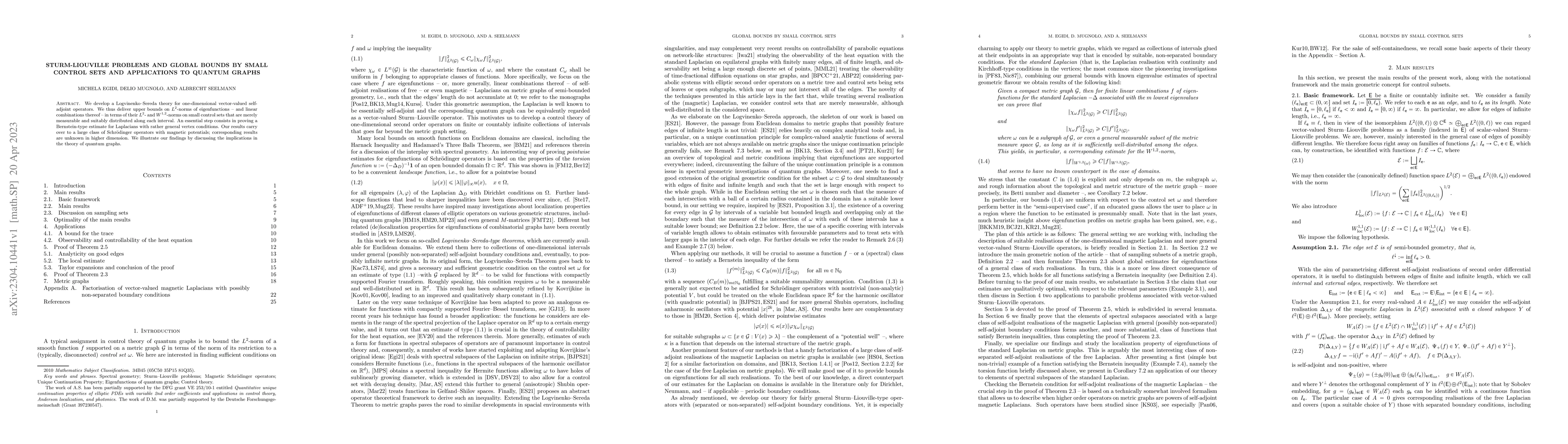 Thumbnail for Sturm-Liouville Problems And Global Bounds By Small Control Sets And
  applications to quantum graphs