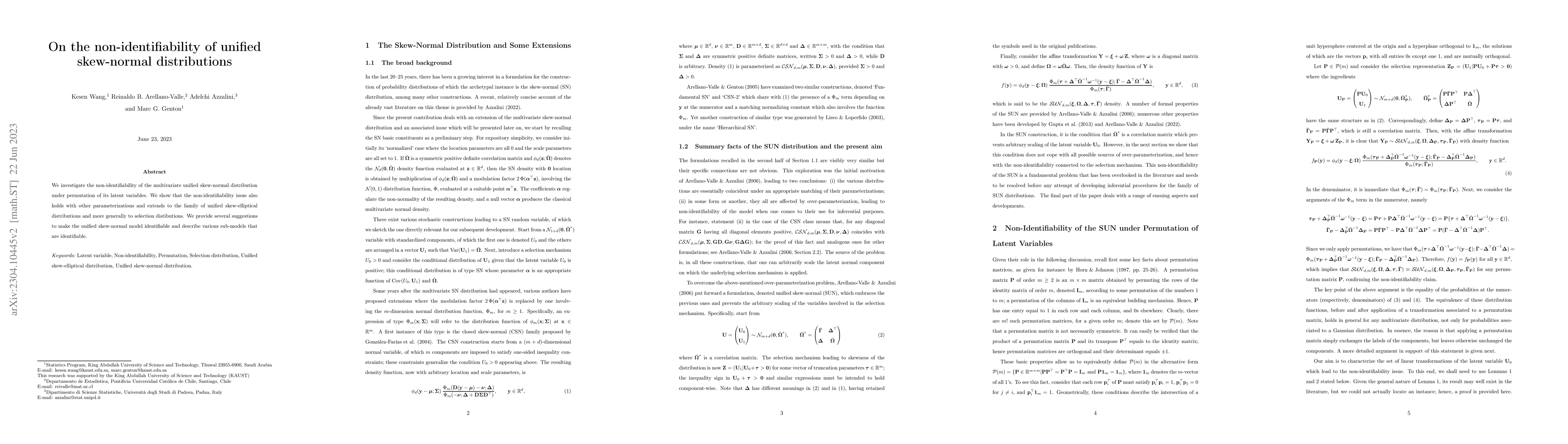 Thumbnail for On the non-identifiability of unified skew-normal distributions