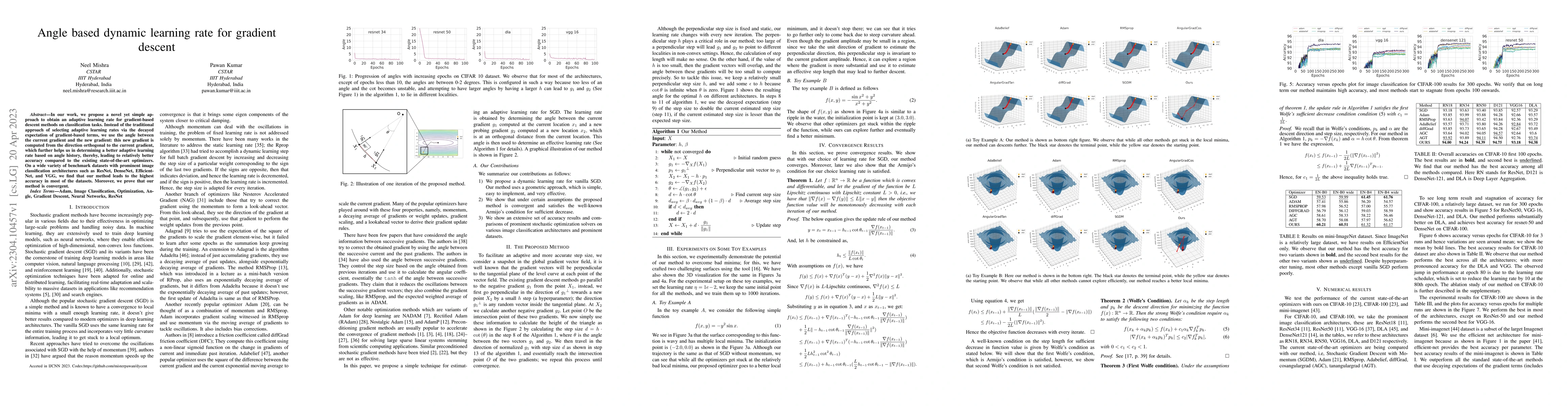 Thumbnail for Angle based dynamic learning rate for gradient descent