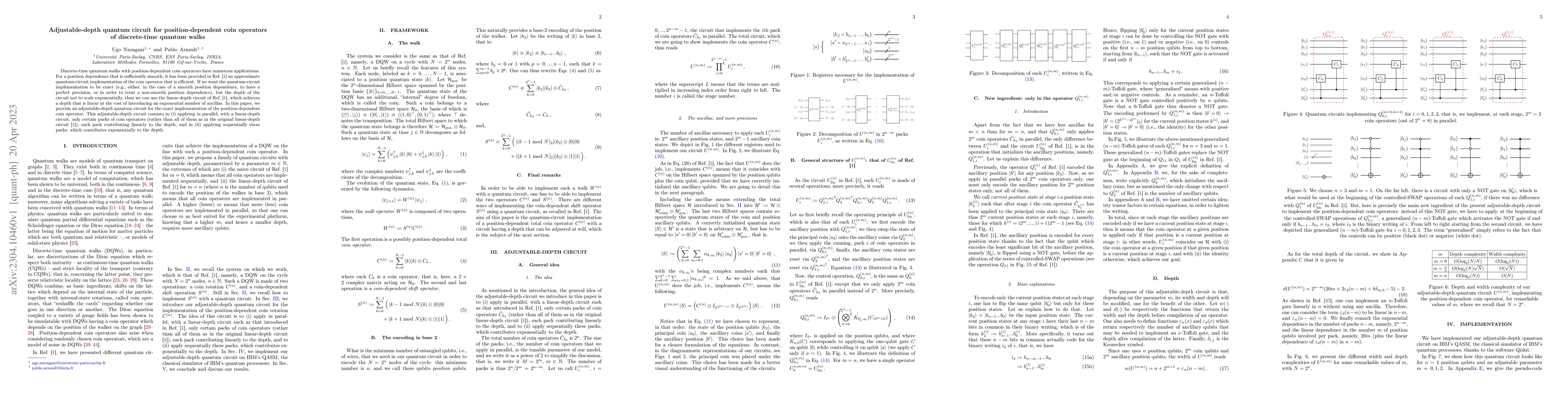 Thumbnail for Adjustable-depth quantum circuit for position-dependent coin operators
  of discrete-time quantum walks