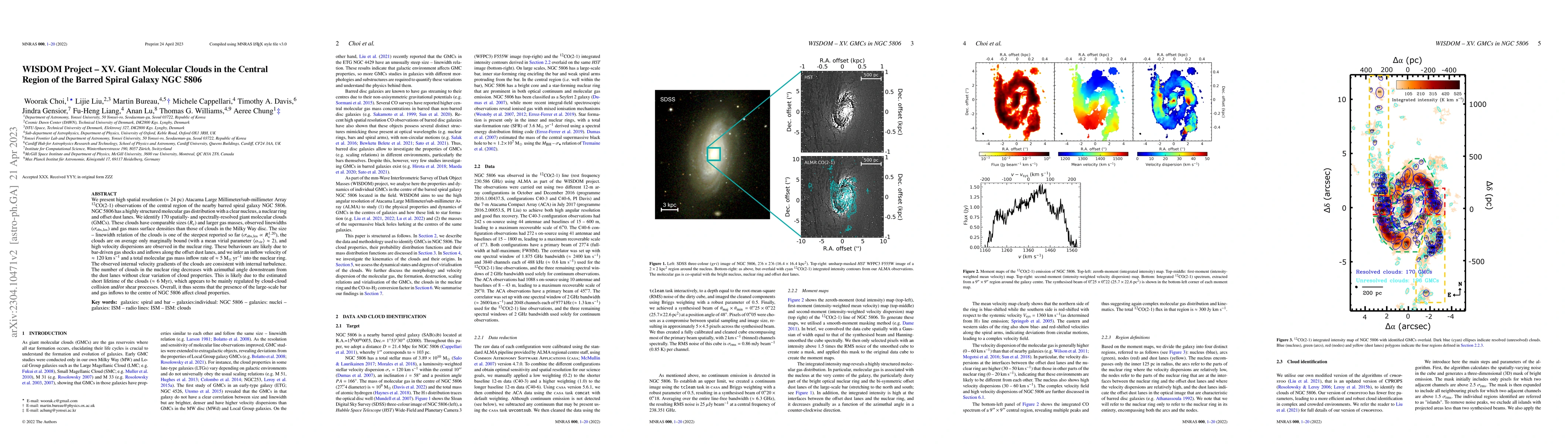 Thumbnail for WISDOM Project -- XV. Giant Molecular Clouds in the Central Region of
  the Barred Spiral Galaxy NGC 5806