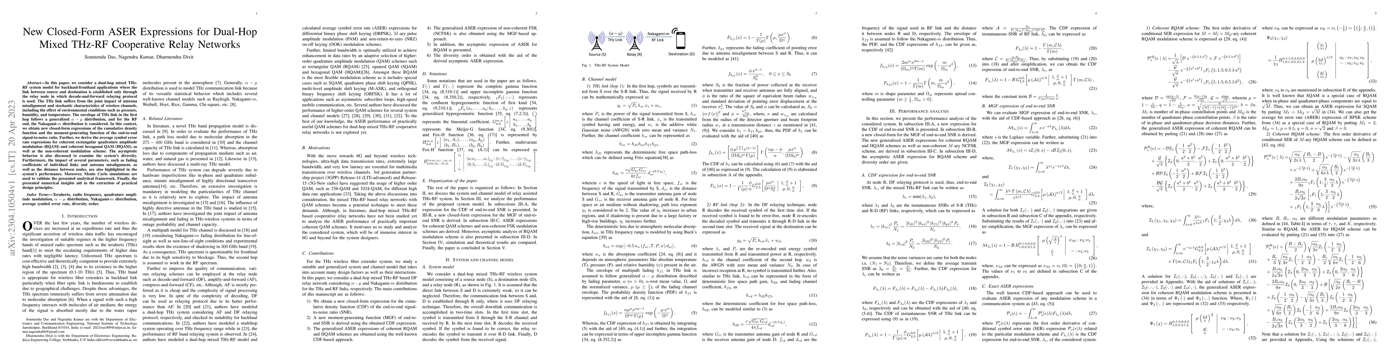 Thumbnail for New Closed-Form ASER Expressions for Dual-Hop Mixed THz-RF Cooperative
  Relay Networks