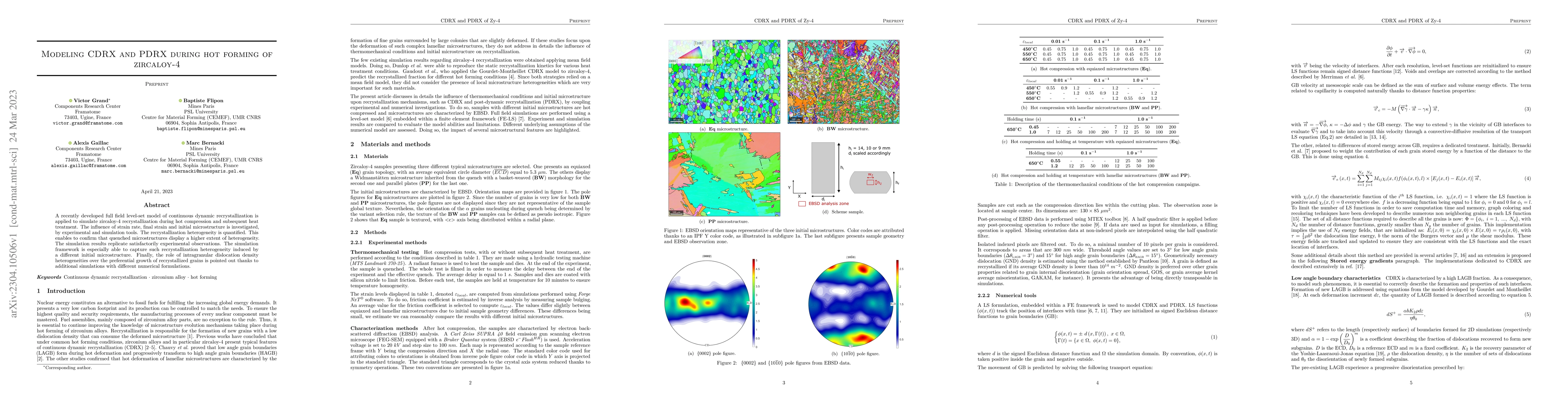 Thumbnail for Modeling CDRX and PDRX during hot forming of zircaloy-4