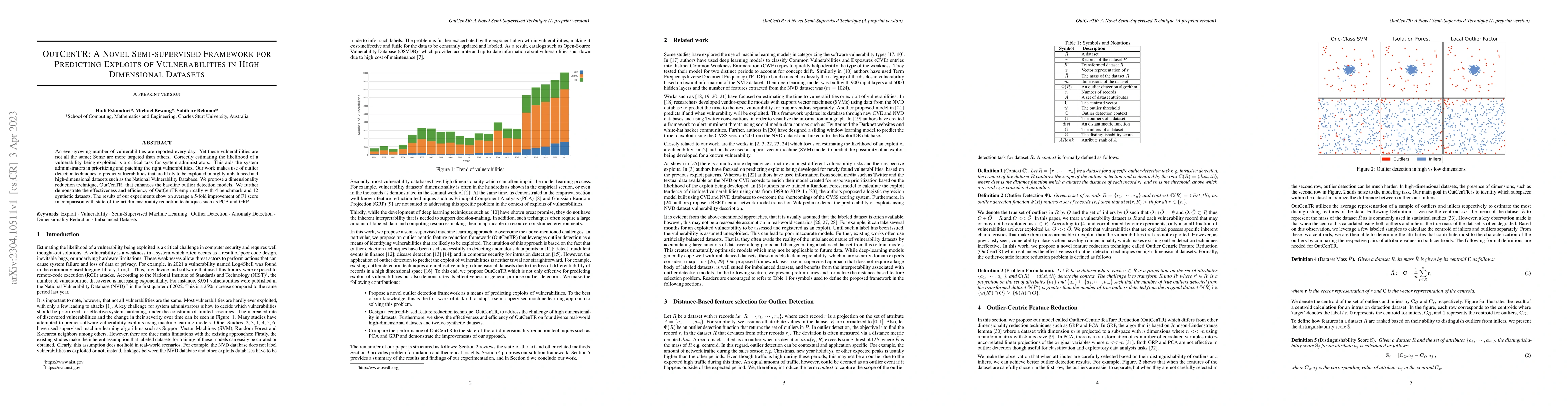 Thumbnail for OutCenTR: A novel semi-supervised framework for predicting exploits of
  vulnerabilities in high-dimensional datasets