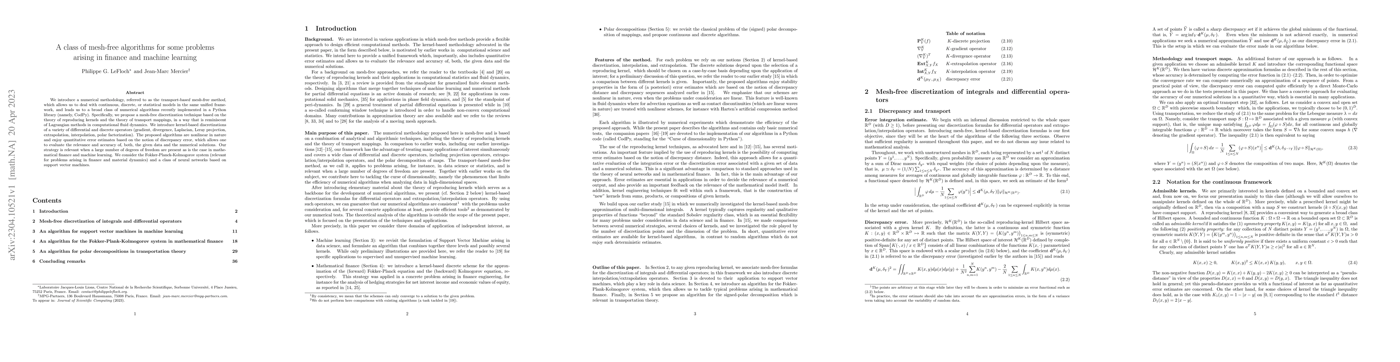Thumbnail for A class of mesh-free algorithms for some problems arising in finance and
  machine learning