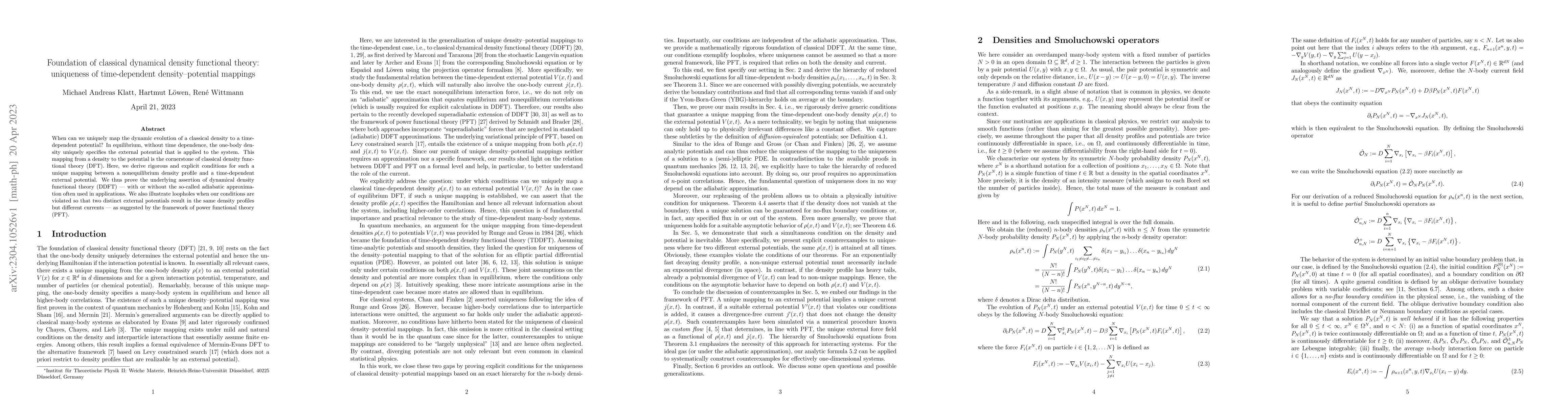 Thumbnail for Foundation of classical dynamical density functional theory: uniqueness
  of time-dependent density-potential mappings