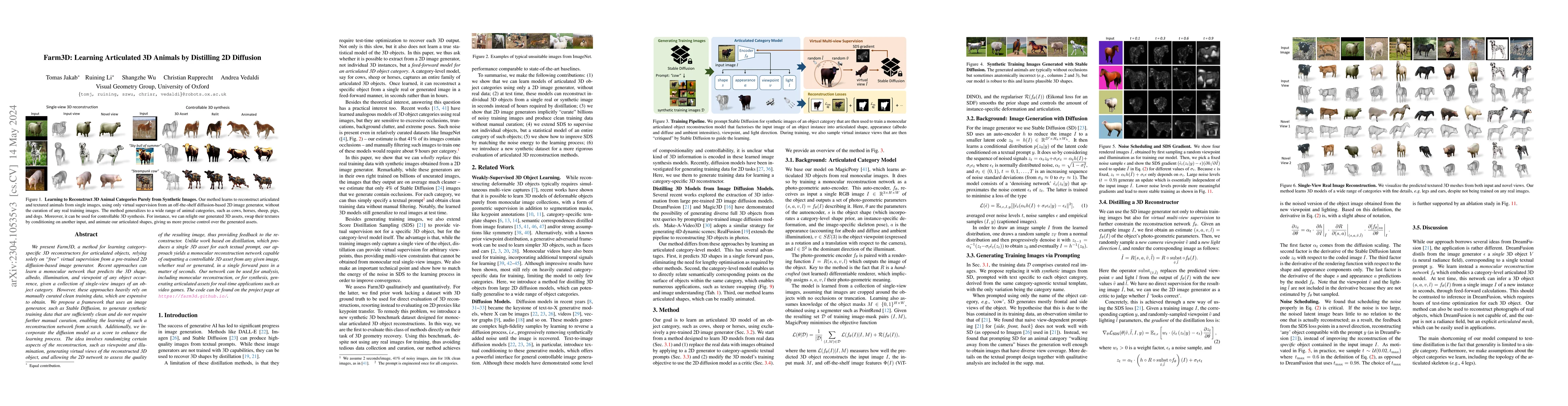 Thumbnail for Farm3D: Learning Articulated 3D Animals by Distilling 2D Diffusion