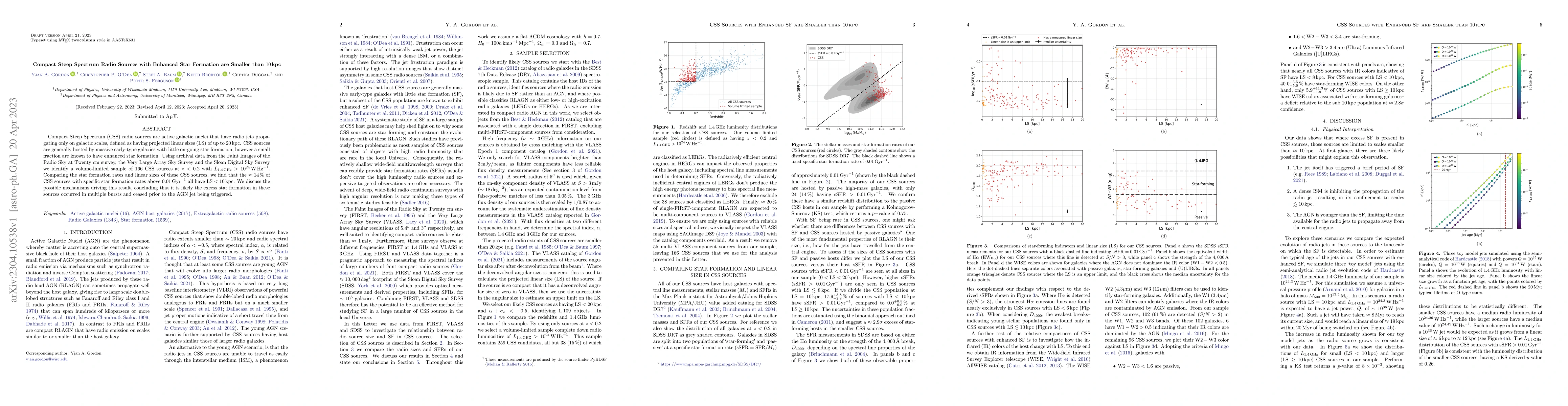 Thumbnail for Compact Steep Spectrum Radio Sources with Enhanced Star Formation are
  Smaller than $10\,$kpc