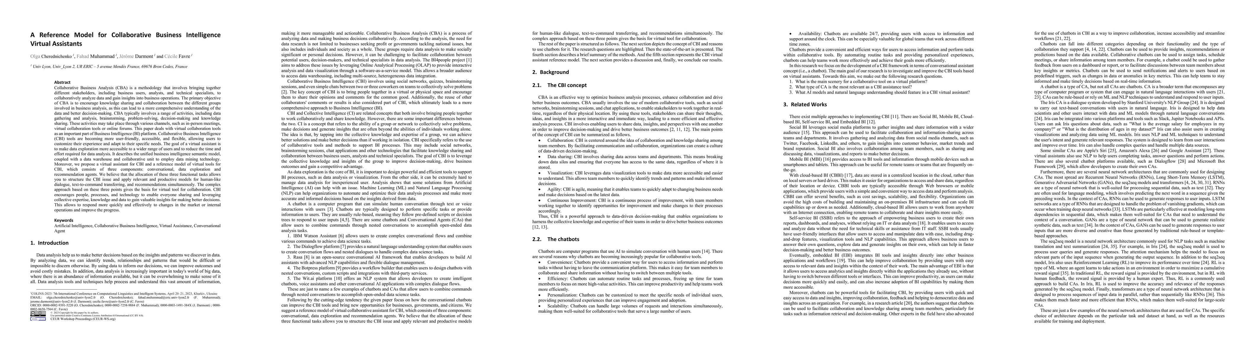 Thumbnail for A Reference Model for Collaborative Business Intelligence Virtual
  Assistants