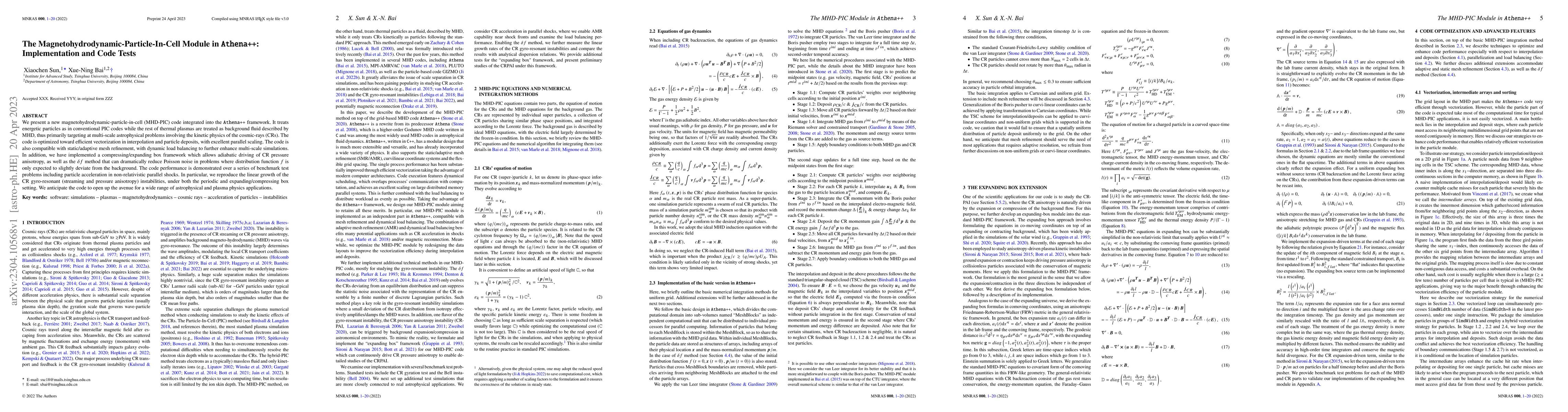 Thumbnail for The Magnetohydrodynamic-Particle-In-Cell Module in Athena++:
  Implementation and Code Tests