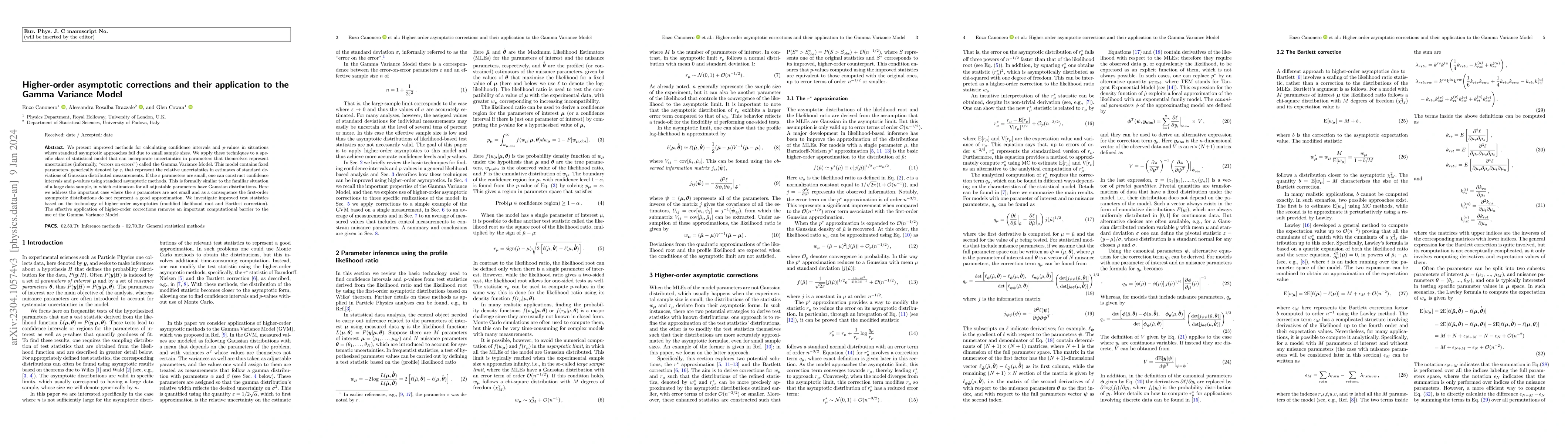 Thumbnail for Higher-order asymptotic corrections and their application to the Gamma
  Variance Model