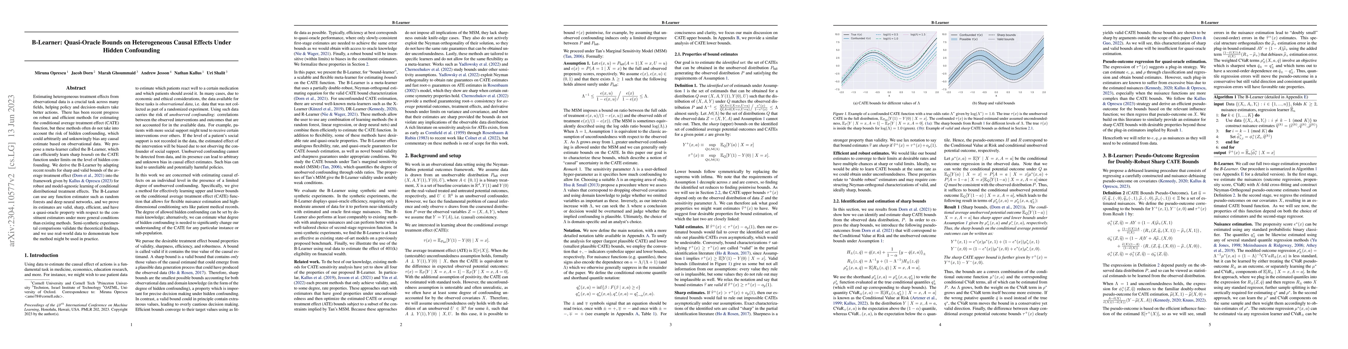 Thumbnail for B-Learner: Quasi-Oracle Bounds on Heterogeneous Causal Effects Under
  Hidden Confounding