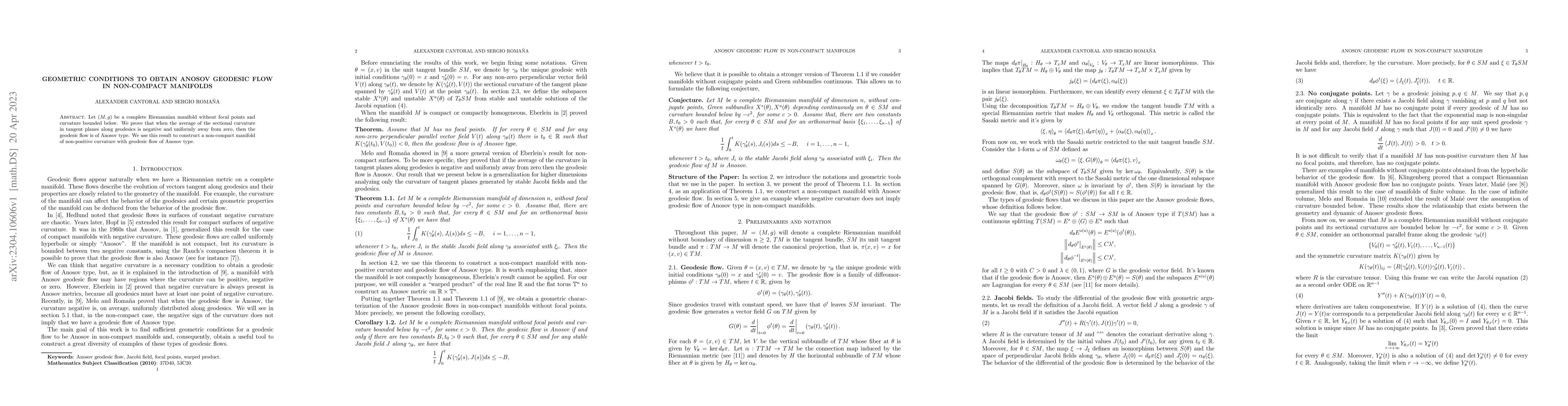 Thumbnail for Geometric conditions to obtain Anosov geodesic flow in non-compact
  manifolds