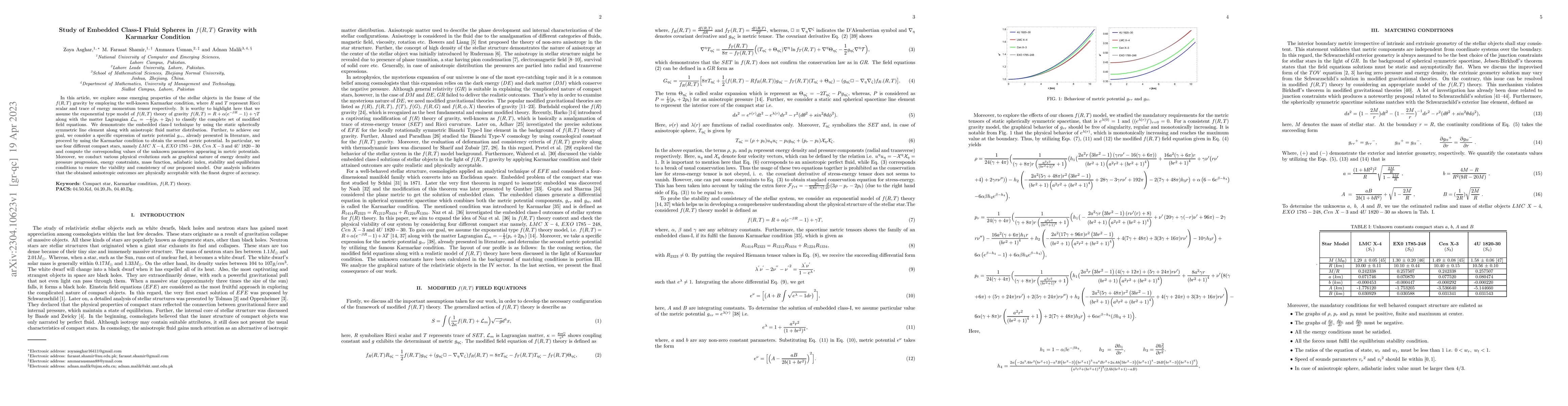 Thumbnail for Study of Embedded Class-I Fluid Spheres in $f(R,T)$ Gravity with
  Karmarkar Condition