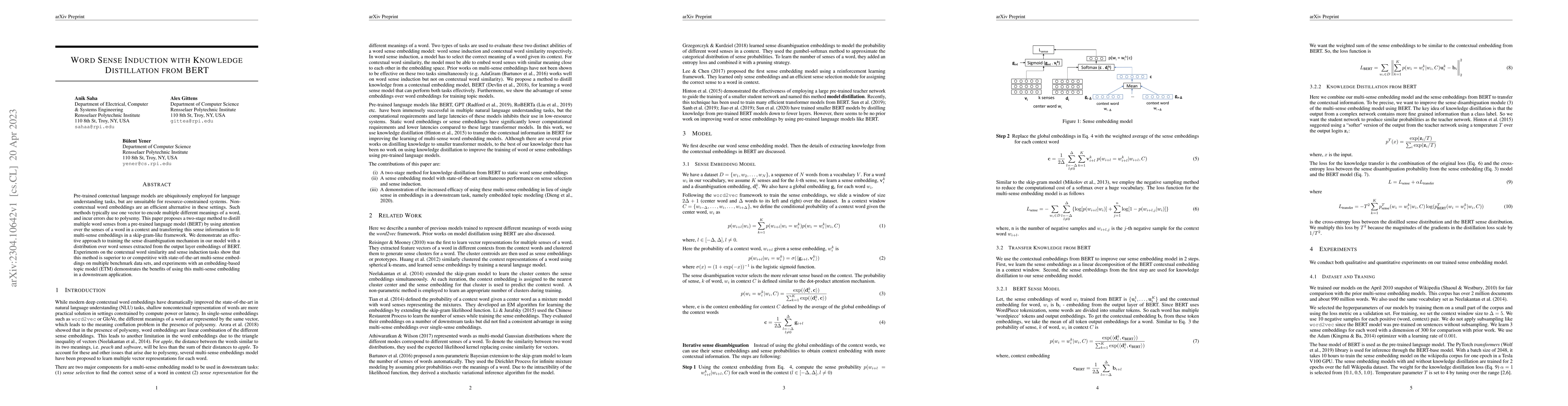 Thumbnail for Word Sense Induction with Knowledge Distillation from BERT