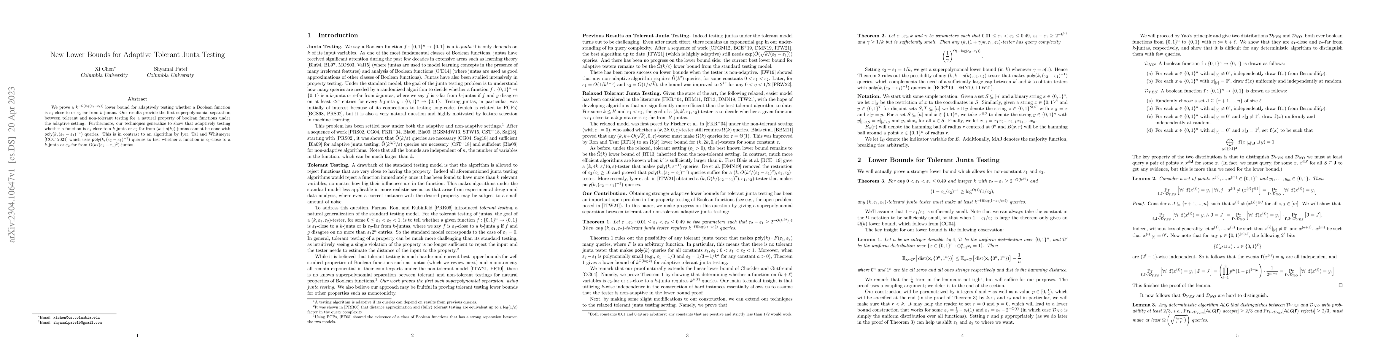 Thumbnail for New Lower Bounds for Adaptive Tolerant Junta Testing