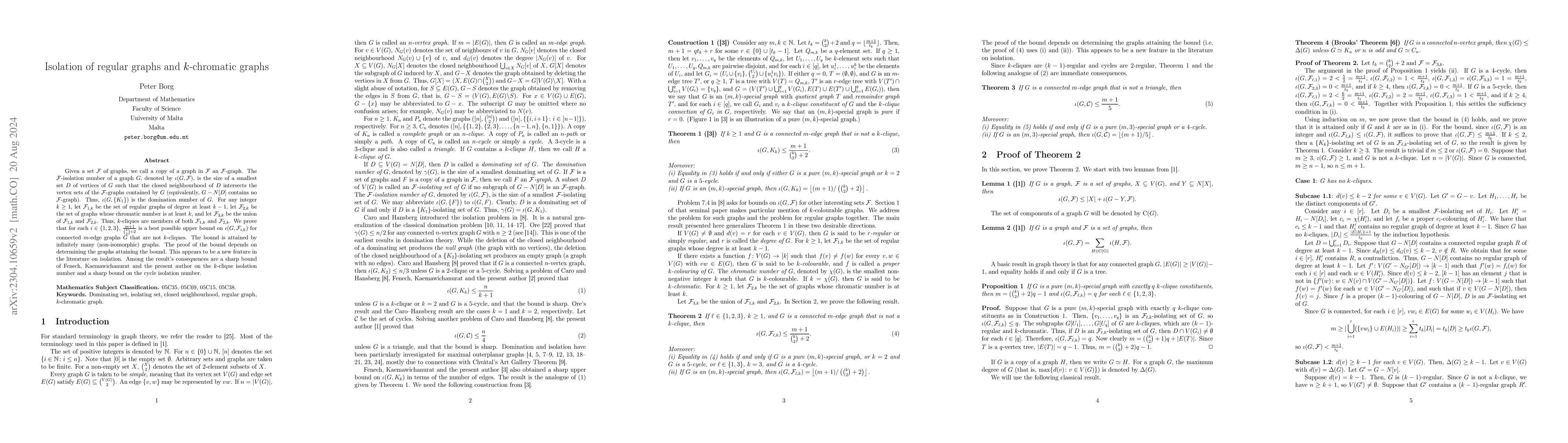 Thumbnail for Isolation of regular graphs and $k$-chromatic graphs