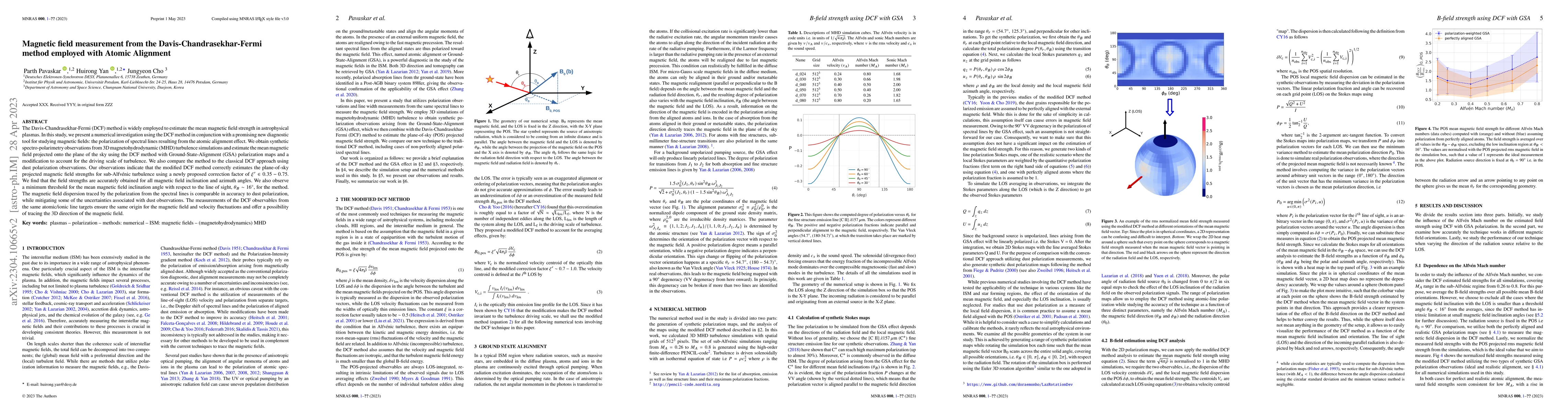 Thumbnail for Magnetic field measurement from the Davis-Chandrasekhar-Fermi method
  employed with Atomic Alignment
