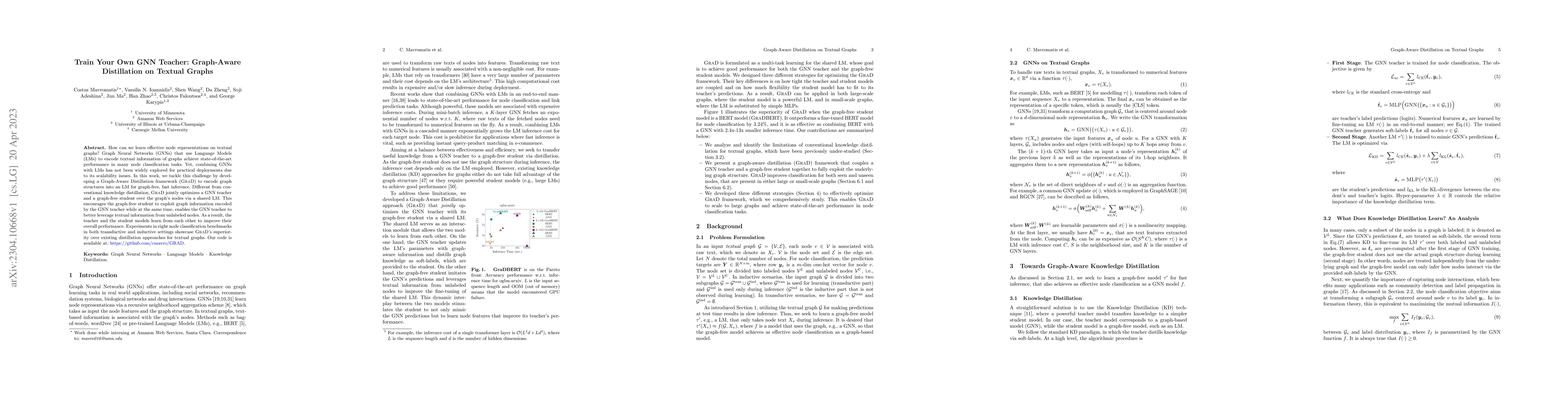 Thumbnail for Train Your Own GNN Teacher: Graph-Aware Distillation on Textual Graphs