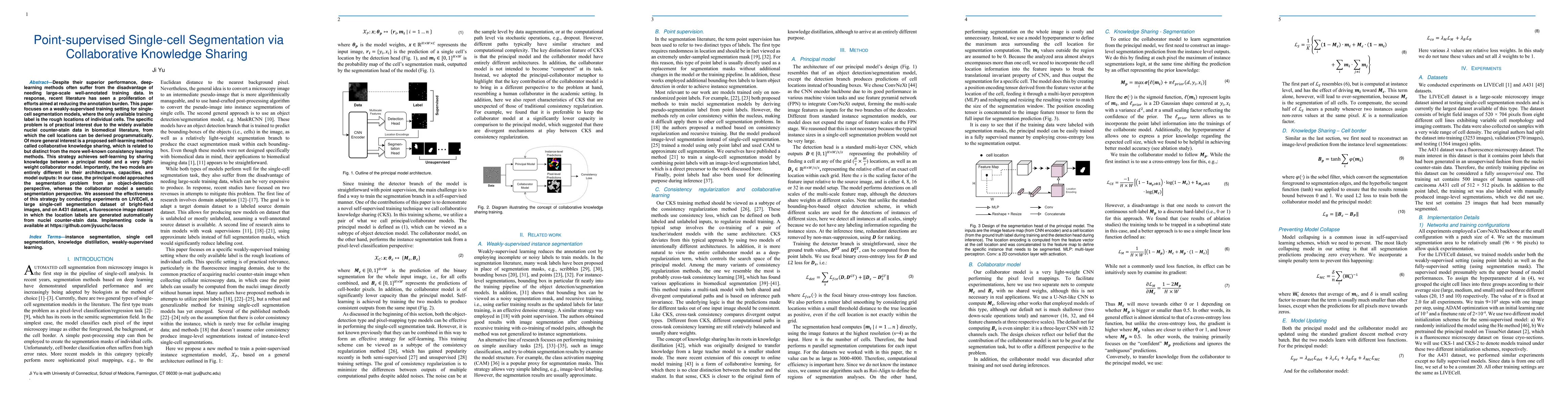 Thumbnail for Point-supervised Single-cell Segmentation via Collaborative Knowledge
  Sharing