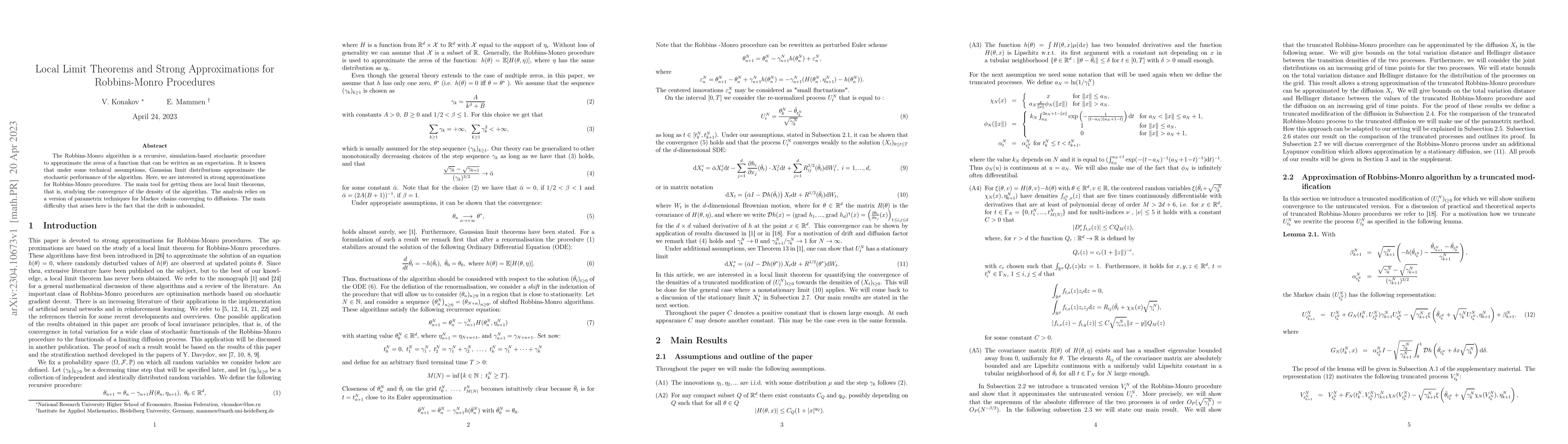 Thumbnail for Local Limit Theorems and Strong Approximations for Robbins-Monro
  Procedures