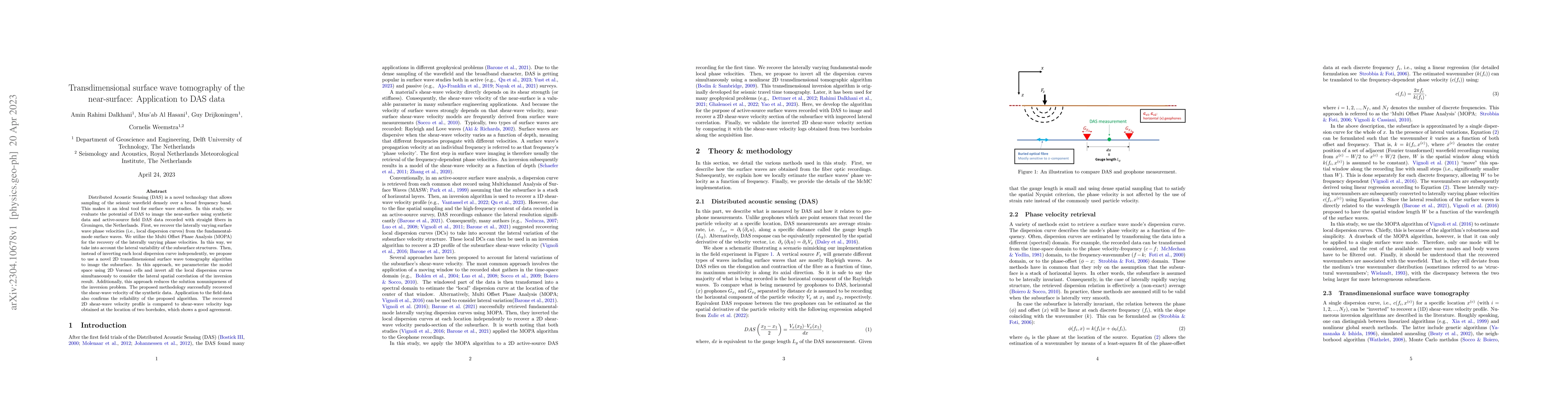 Thumbnail for Transdimensional surface wave tomography of the near-surface:
  Application to DAS data