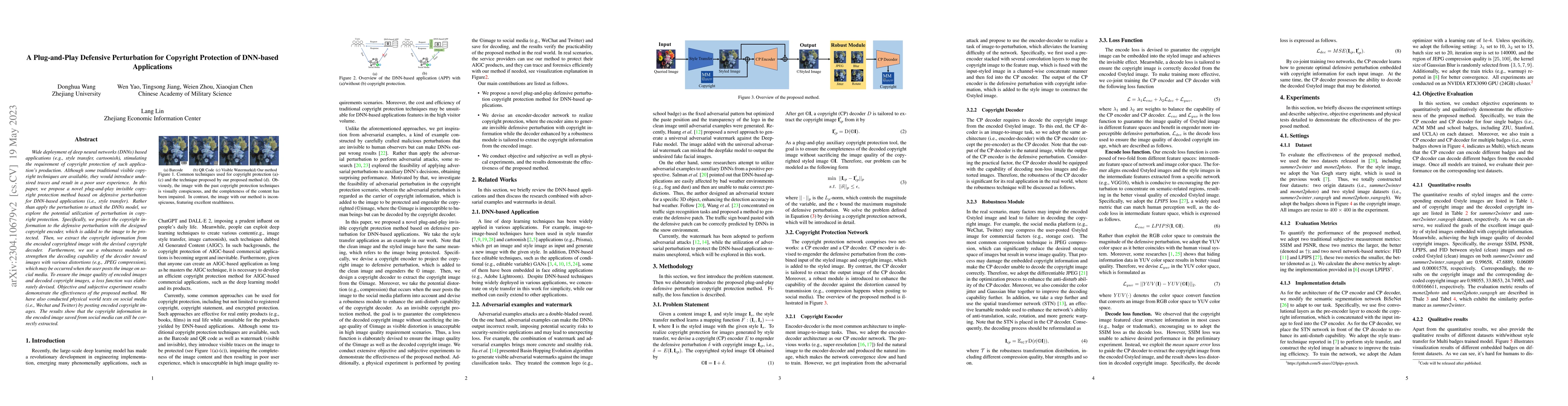 Thumbnail for A Plug-and-Play Defensive Perturbation for Copyright Protection of
  DNN-based Applications