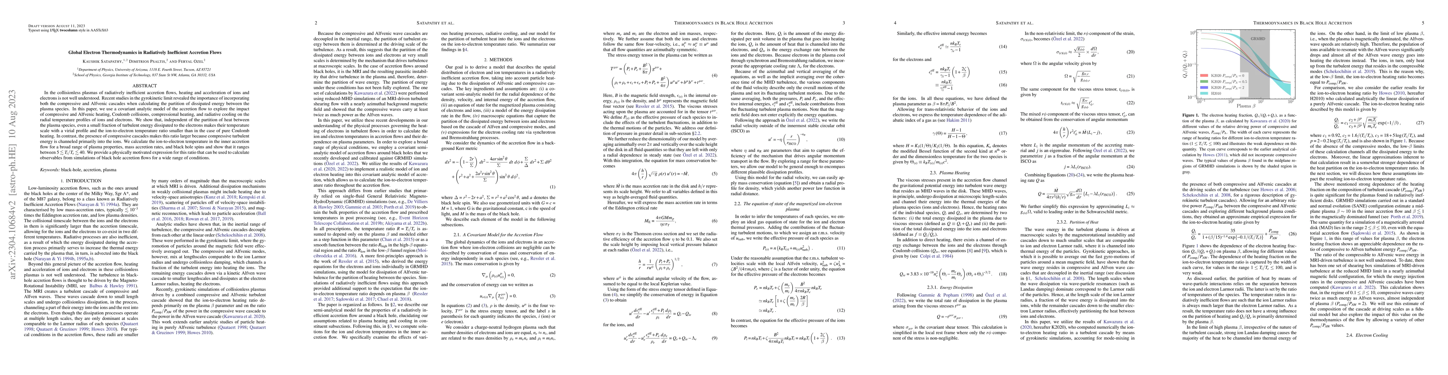 Thumbnail for Global Electron Thermodynamics in Radiatively Inefficient Accretion
  Flows