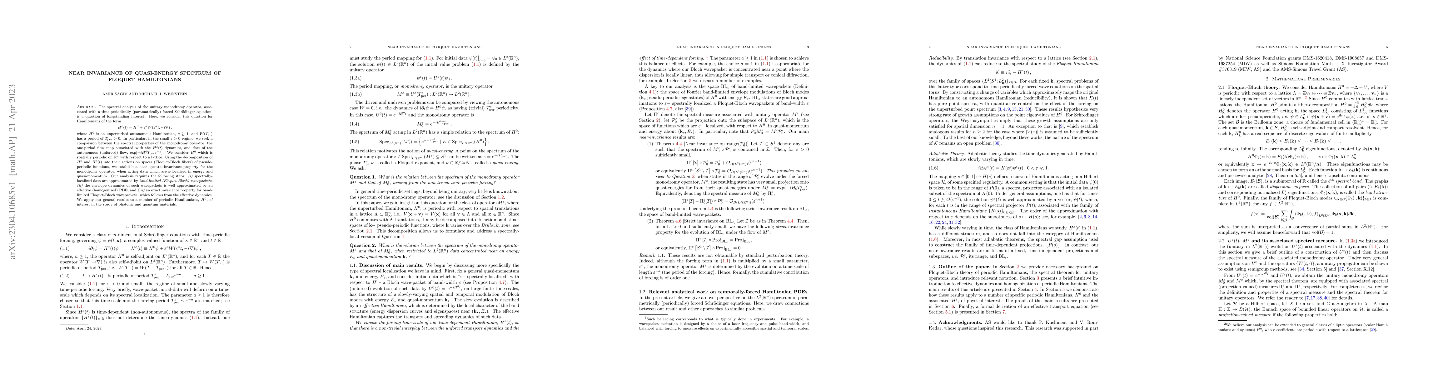 Thumbnail for Near invariance of quasi-energy spectrum of Floquet Hamiltonians