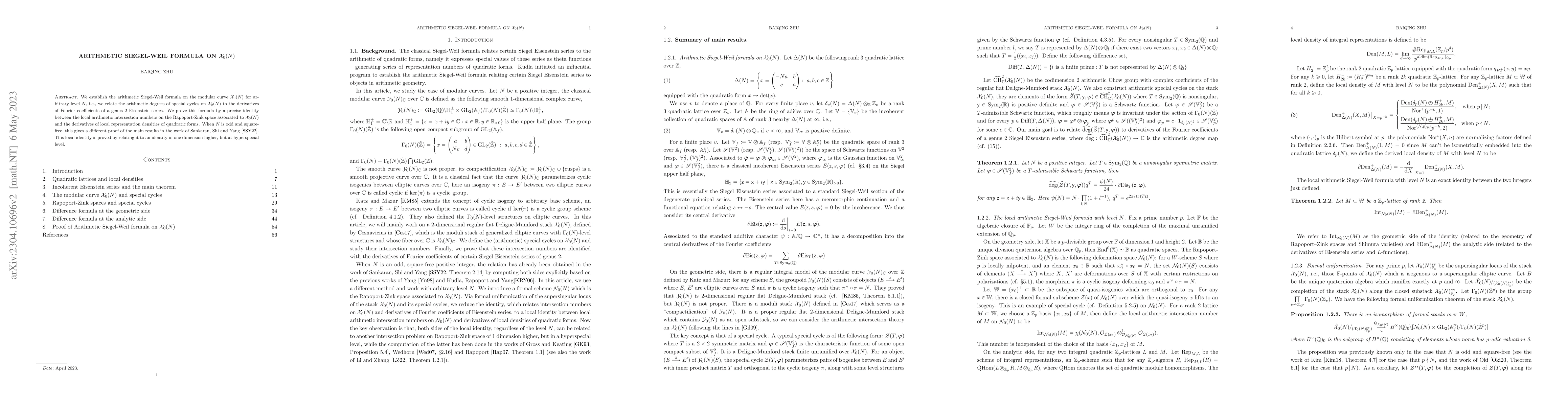 Thumbnail for Arithmetic Siegel-Weil formula on $\mathcal{X}_{0}(N)$