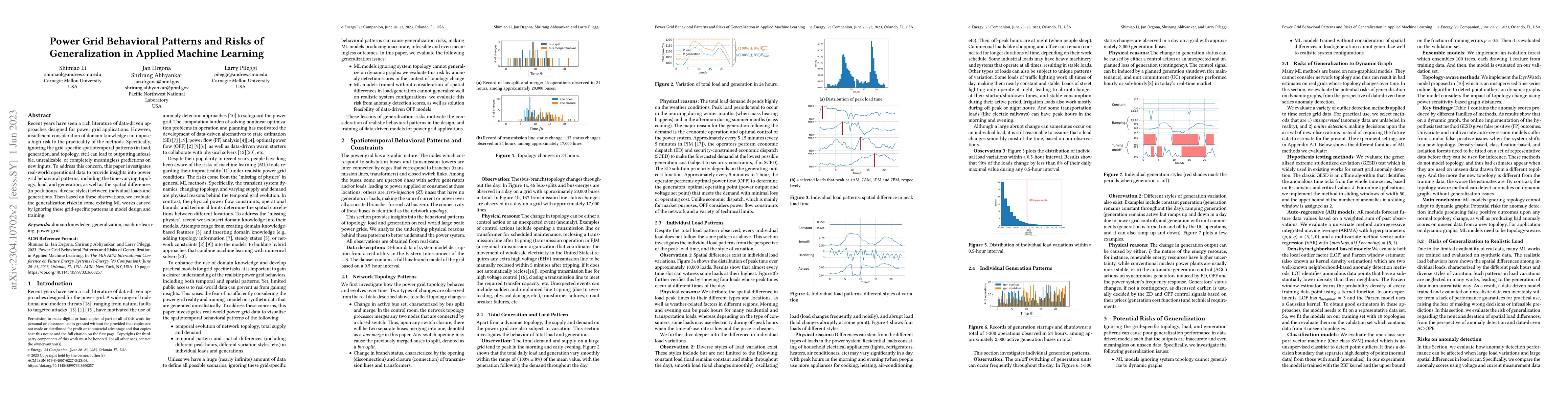 Thumbnail for Power Grid Behavioral Patterns and Risks of Generalization in Applied
  Machine Learning
