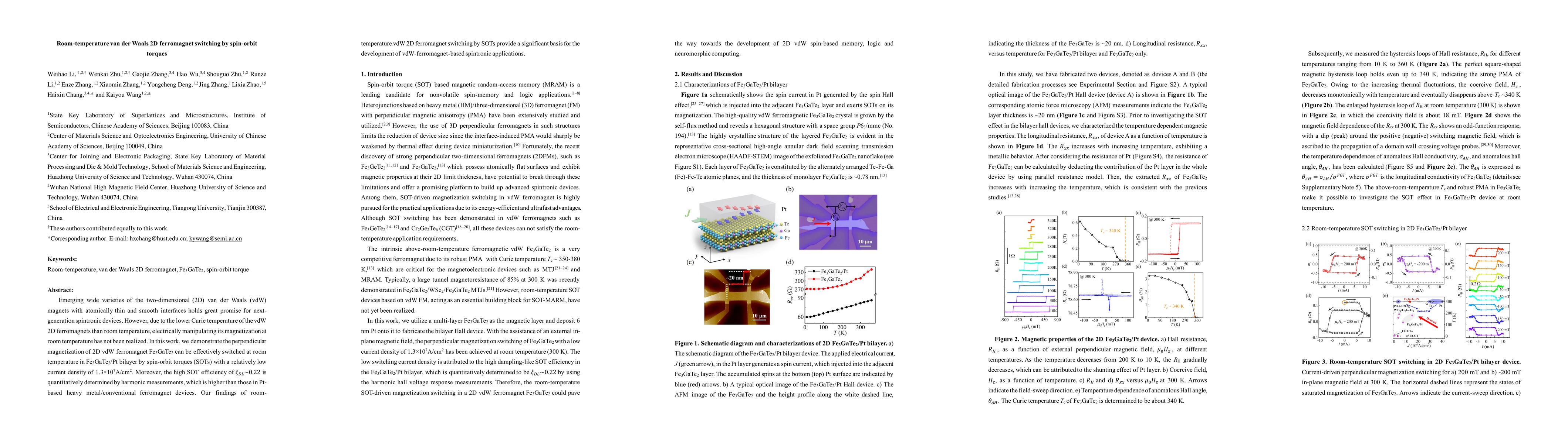 Thumbnail for Room-temperature van der Waals 2D ferromagnet switching by spin-orbit
  torques