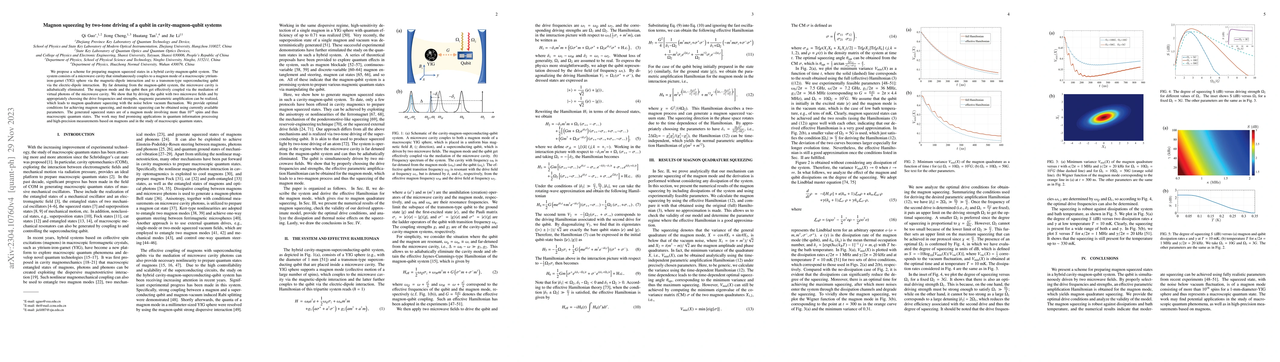 Thumbnail for Magnon squeezing by two-tone driving of a qubit in cavity-magnon-qubit
  systems