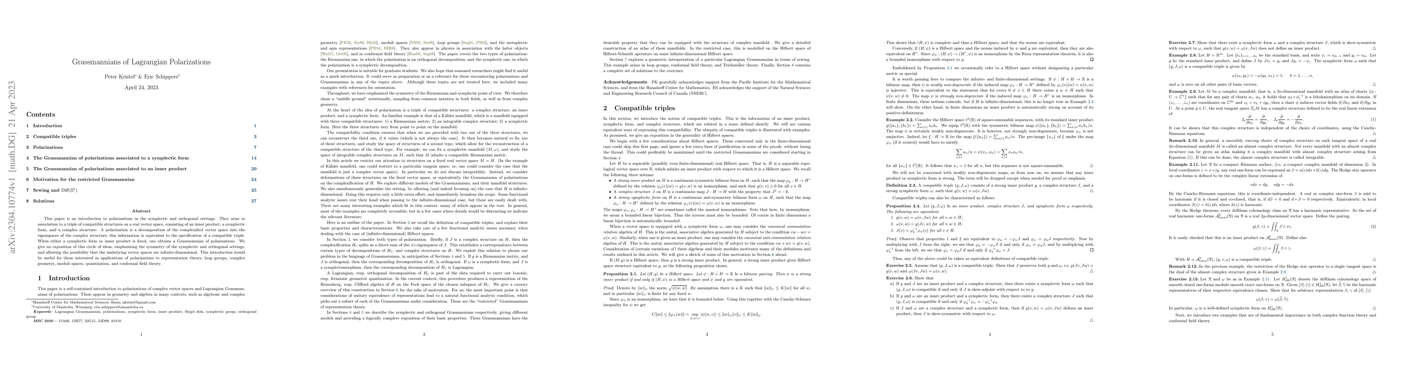 Thumbnail for Grassmannians of Lagrangian Polarizations