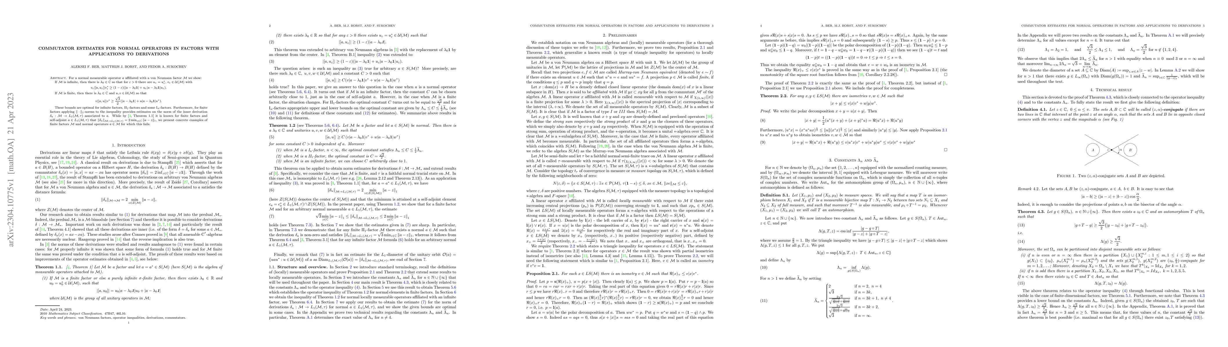 Thumbnail for Commutator estimates for normal operators in factors with applications
  to derivations