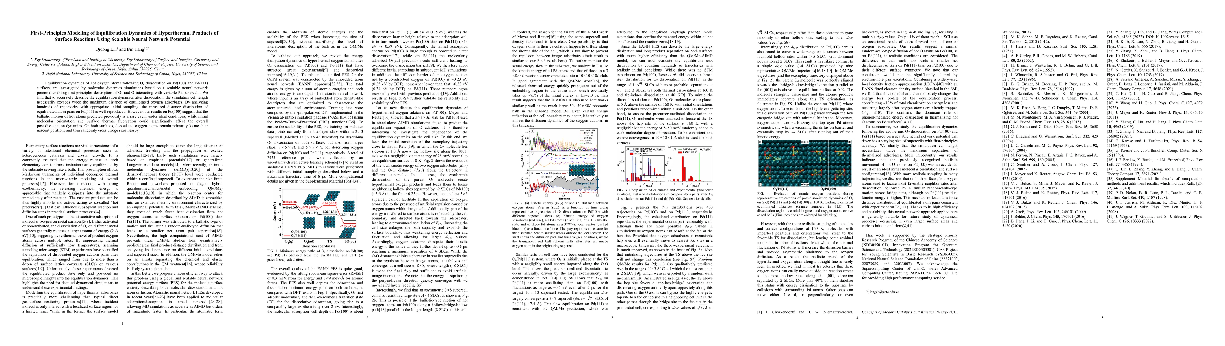 Thumbnail for First-Principles Modeling of Equilibration Dynamics of Hyperthermal
  Products of Surface Reactions Using Scalable Neural Network Potential