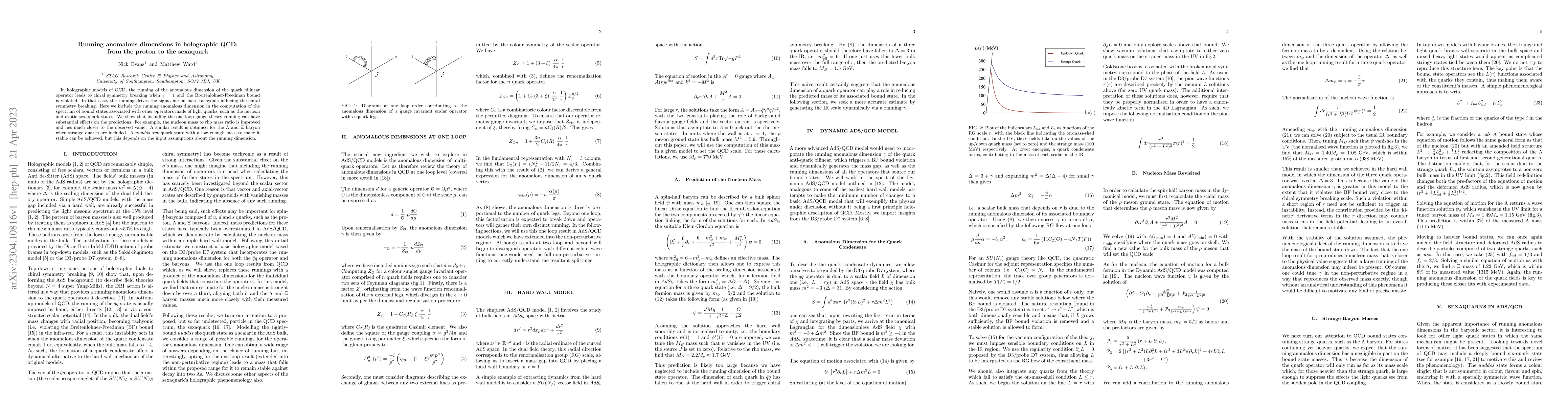Thumbnail for Running anomalous dimensions in holographic QCD: from the proton to the
  sexaquark