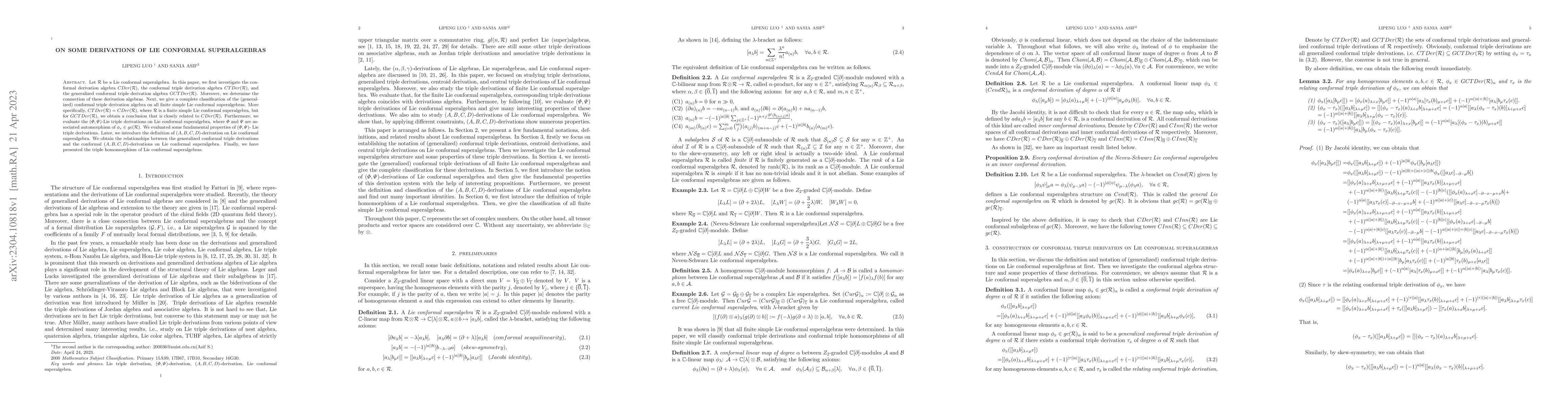 Thumbnail for On some derivations of Lie conformal superalgebras