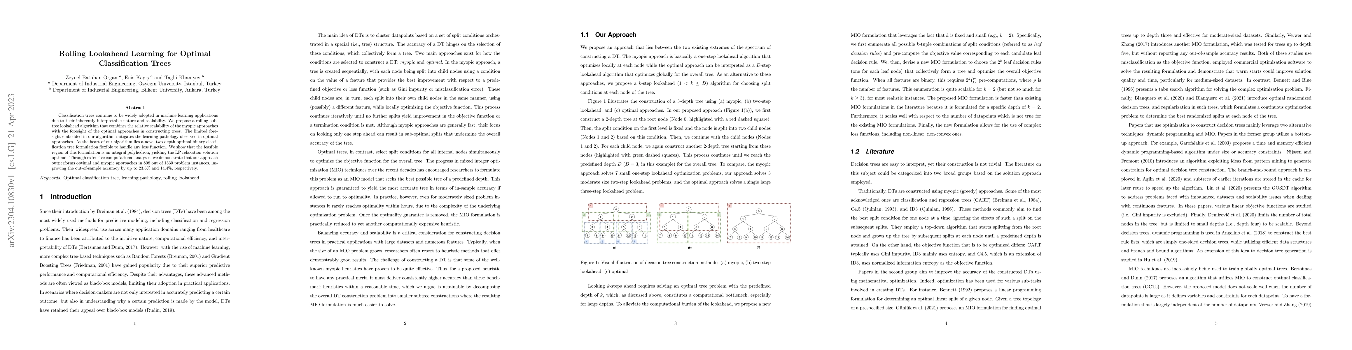 Thumbnail for Rolling Lookahead Learning for Optimal Classification Trees