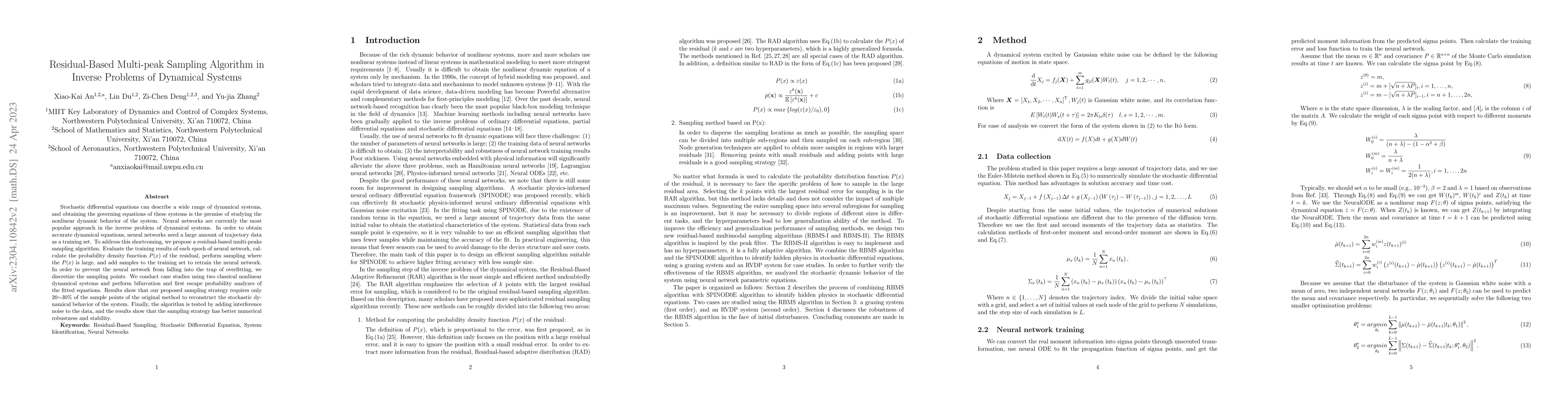 Thumbnail for Residual-Based Multi-peak Sampling Algorithm in Inverse Problems of
  Dynamical Systems
