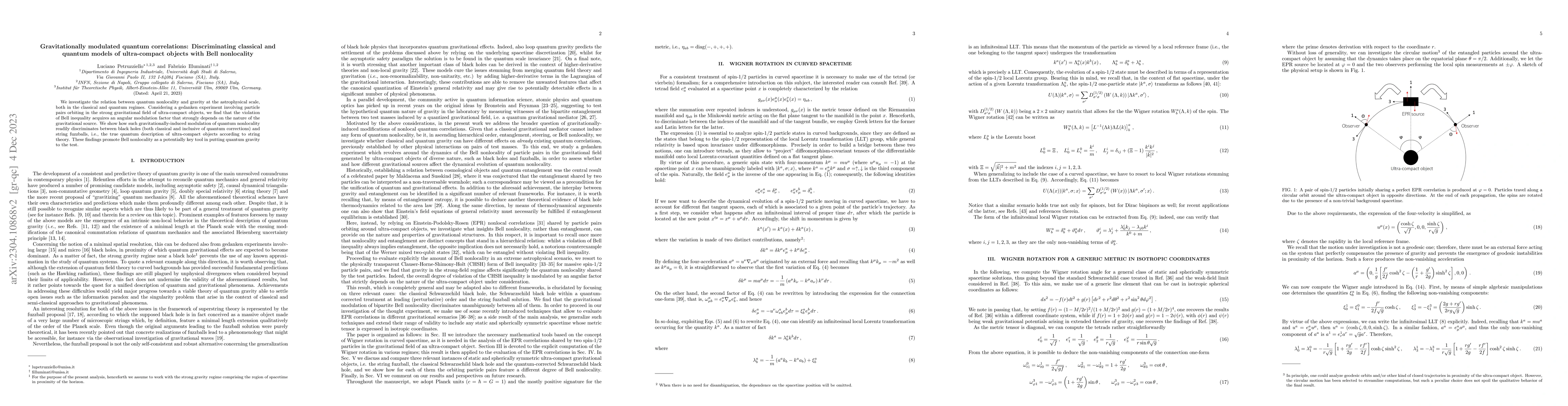 Thumbnail for Gravitationally modulated quantum correlations: Discriminating classical
  and quantum models of ultra-compact objects with Bell nonlocality