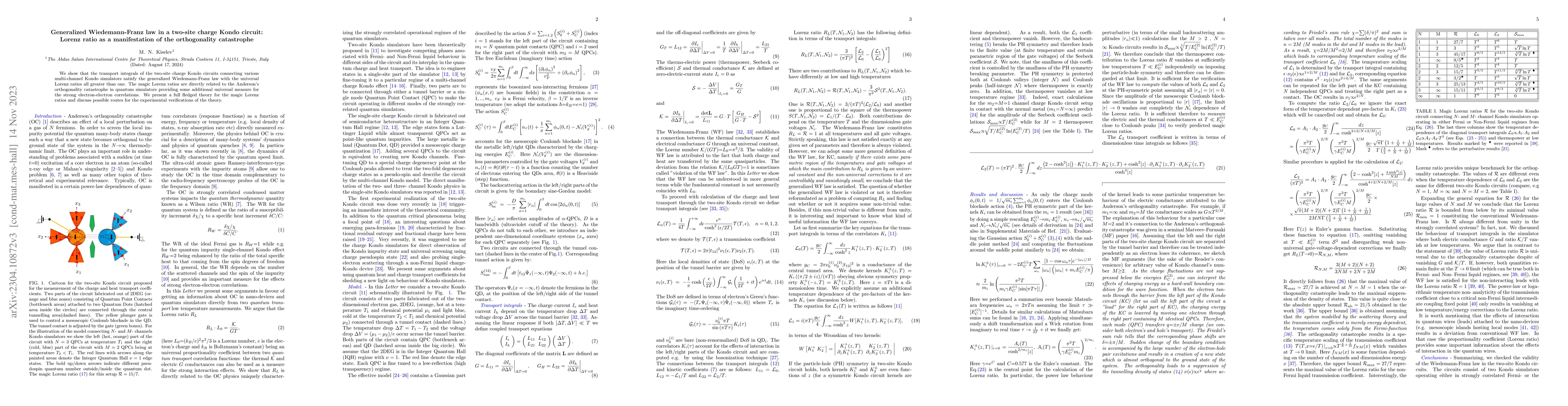 Thumbnail for Generalized Wiedemann-Franz law in a two-site charge Kondo circuit:
  Lorenz ratio as a manifestation of the orthogonality catastrophe