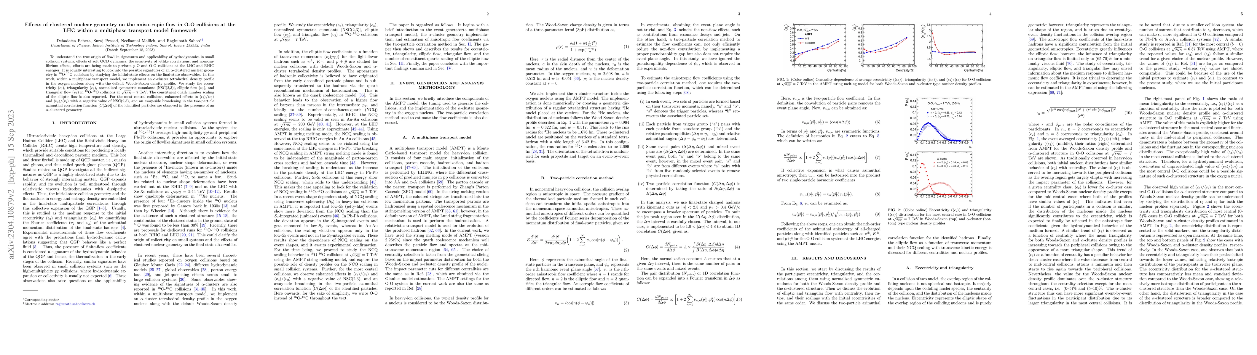 Thumbnail for Effects of clustered nuclear geometry on the anisotropic flow in O-O
  collisions at the LHC within a multiphase transport model framework