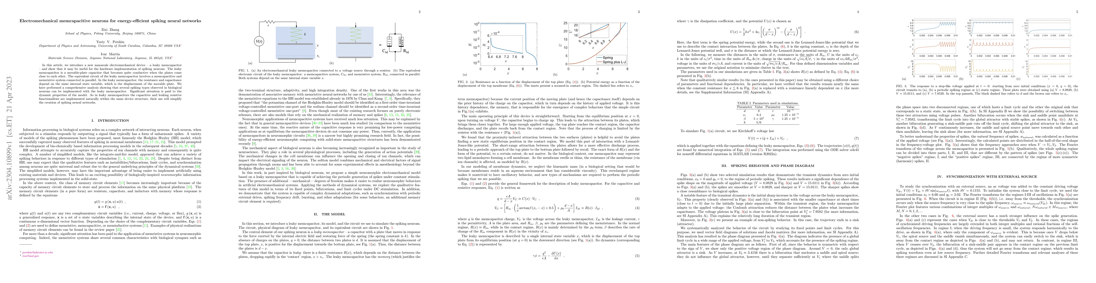 Thumbnail for Electromechanical memcapacitive neurons for energy-efficient spiking
  neural networks