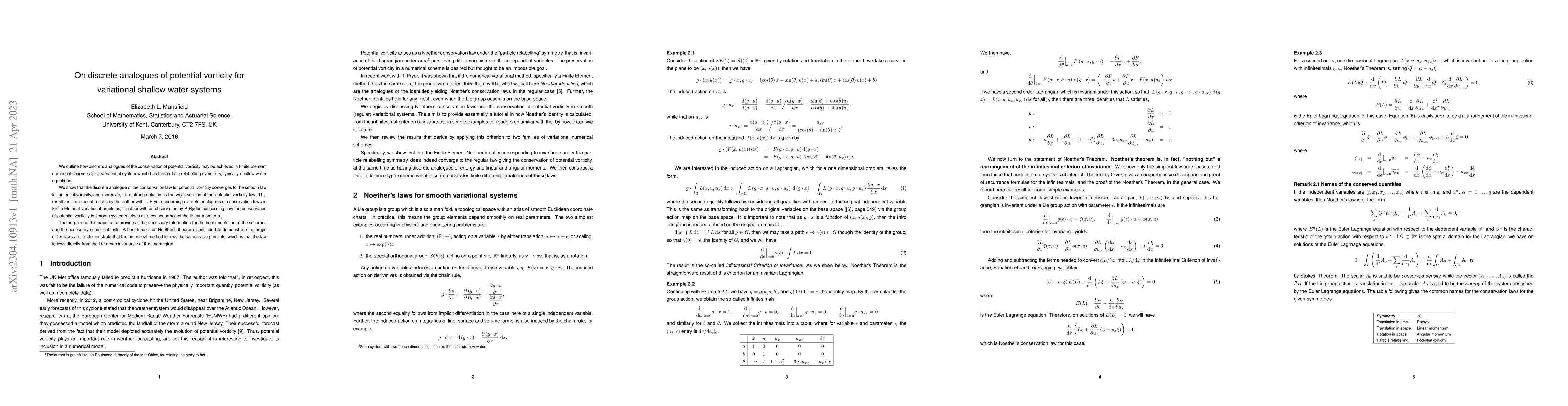 Thumbnail for On discrete analogues of potential vorticity for variational shallow
  water systems