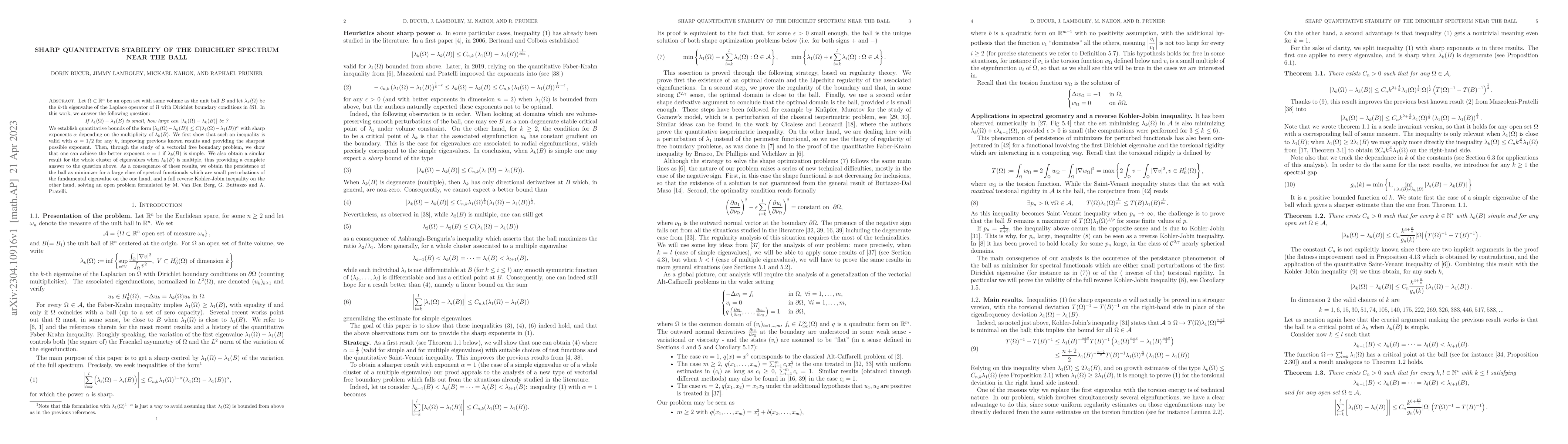 Thumbnail for Sharp Quantitative Stability of the Dirichlet spectrum near the ball